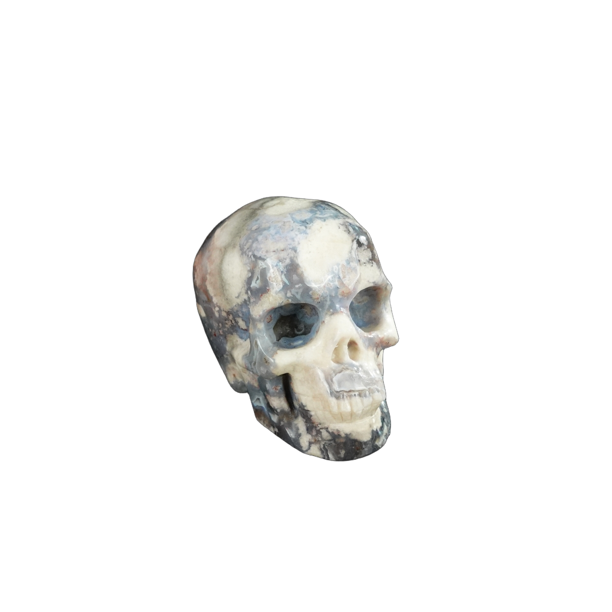 2.2" Blue Flower Agate Crystal Skull Carving - Unique Piece #BF10