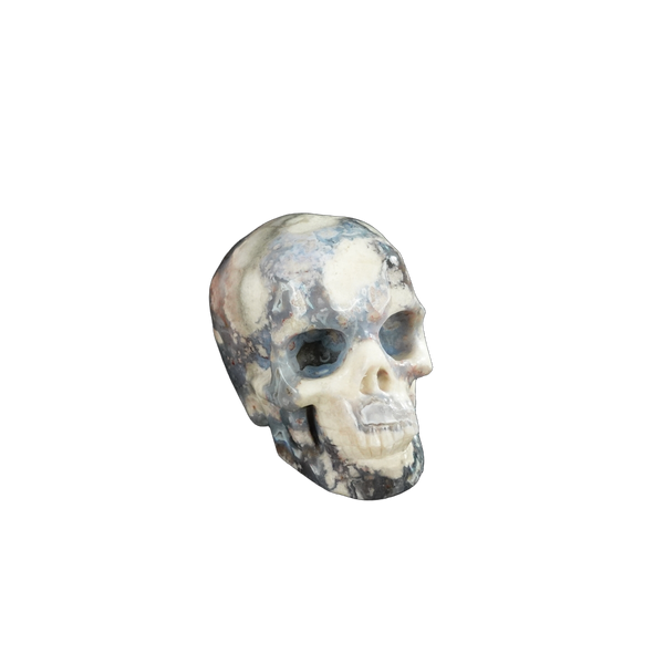 2.2" Blue Flower Agate Crystal Skull Carving - Unique Piece #BF10 - alternate view