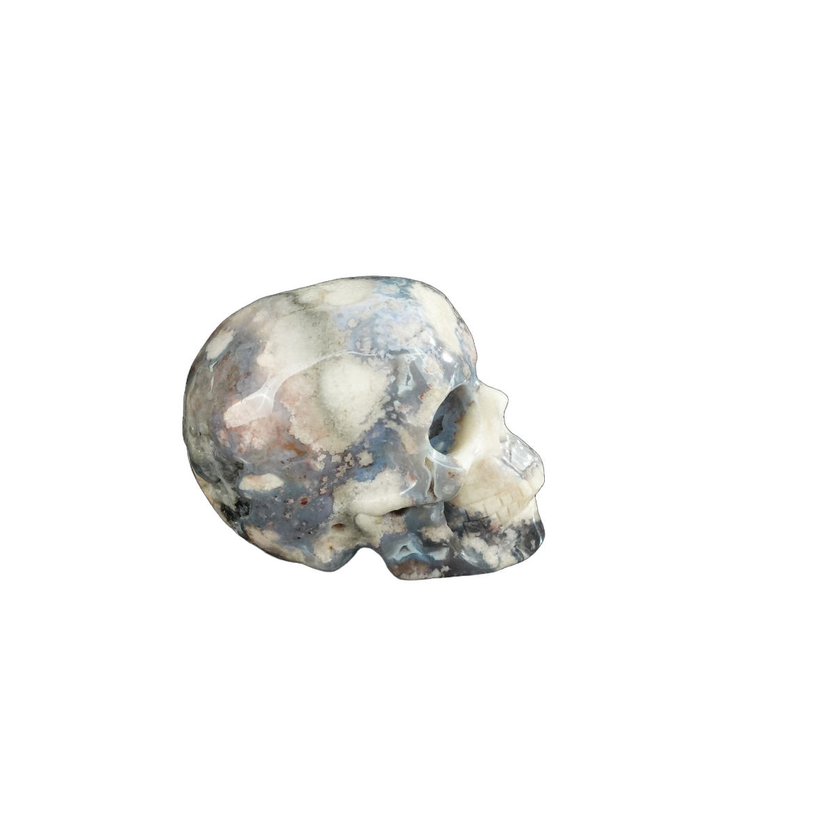 2.2" Blue Flower Agate Crystal Skull Carving - Unique Piece #BF10