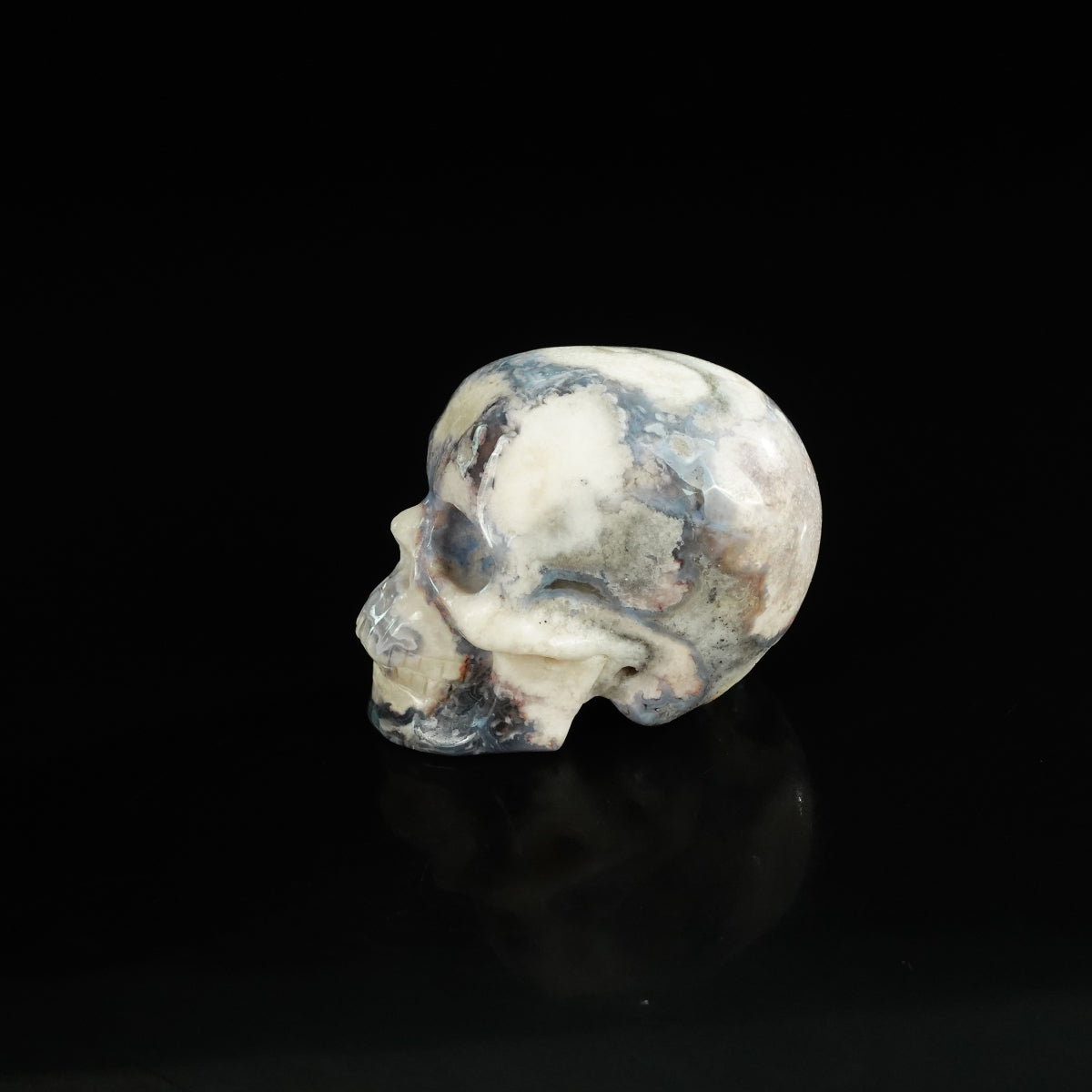 2.2" Blue Flower Agate Crystal Skull Carving - Unique Piece #BF10