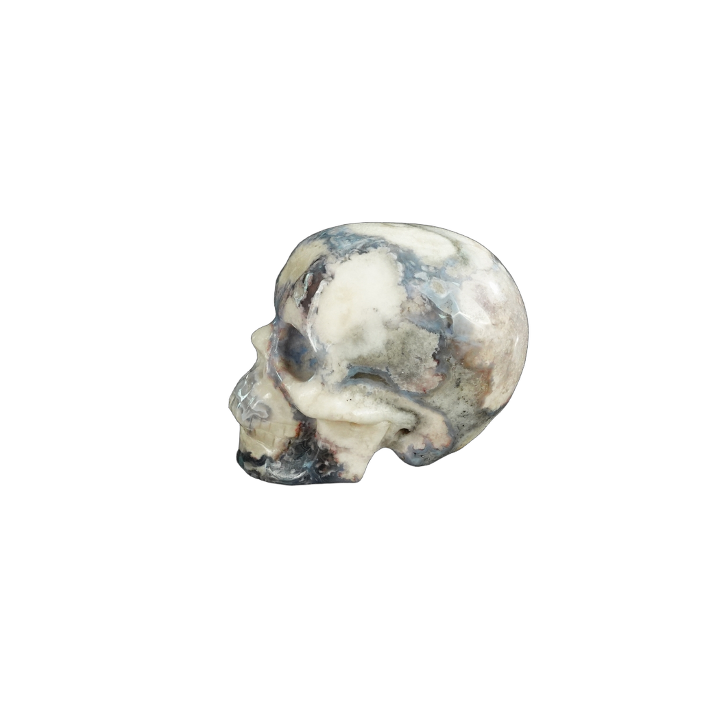 2.2" Blue Flower Agate Crystal Skull Carving - Unique Piece #BF10