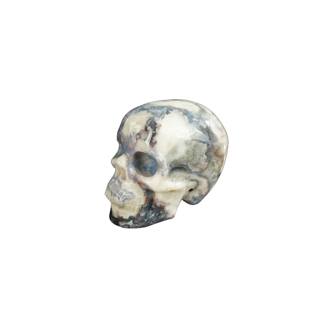 2.2" Blue Flower Agate Crystal Skull Carving - Unique Piece #BF10