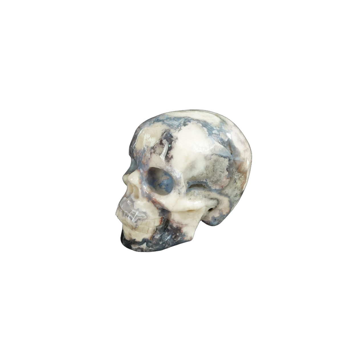 2.2" Blue Flower Agate Crystal Skull Carving - Unique Piece #BF10