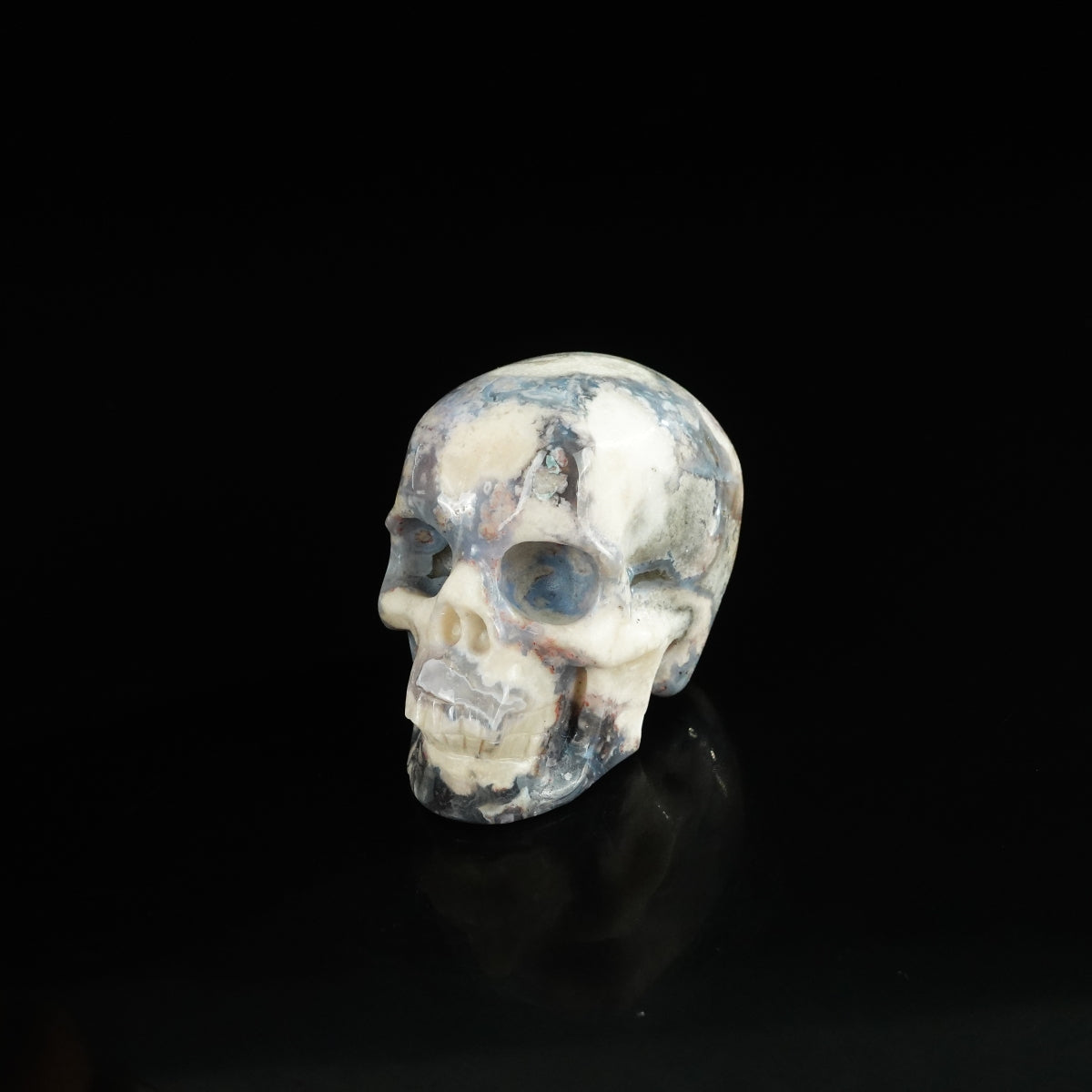 2.2" Blue Flower Agate Crystal Skull Carving - Unique Piece #BF10