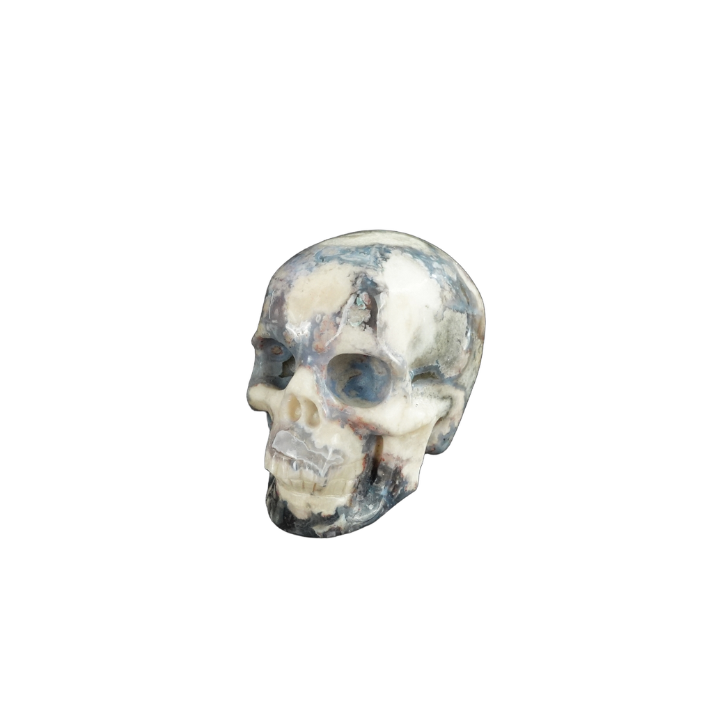 2.2" Blue Flower Agate Crystal Skull Carving - Unique Piece #BF10