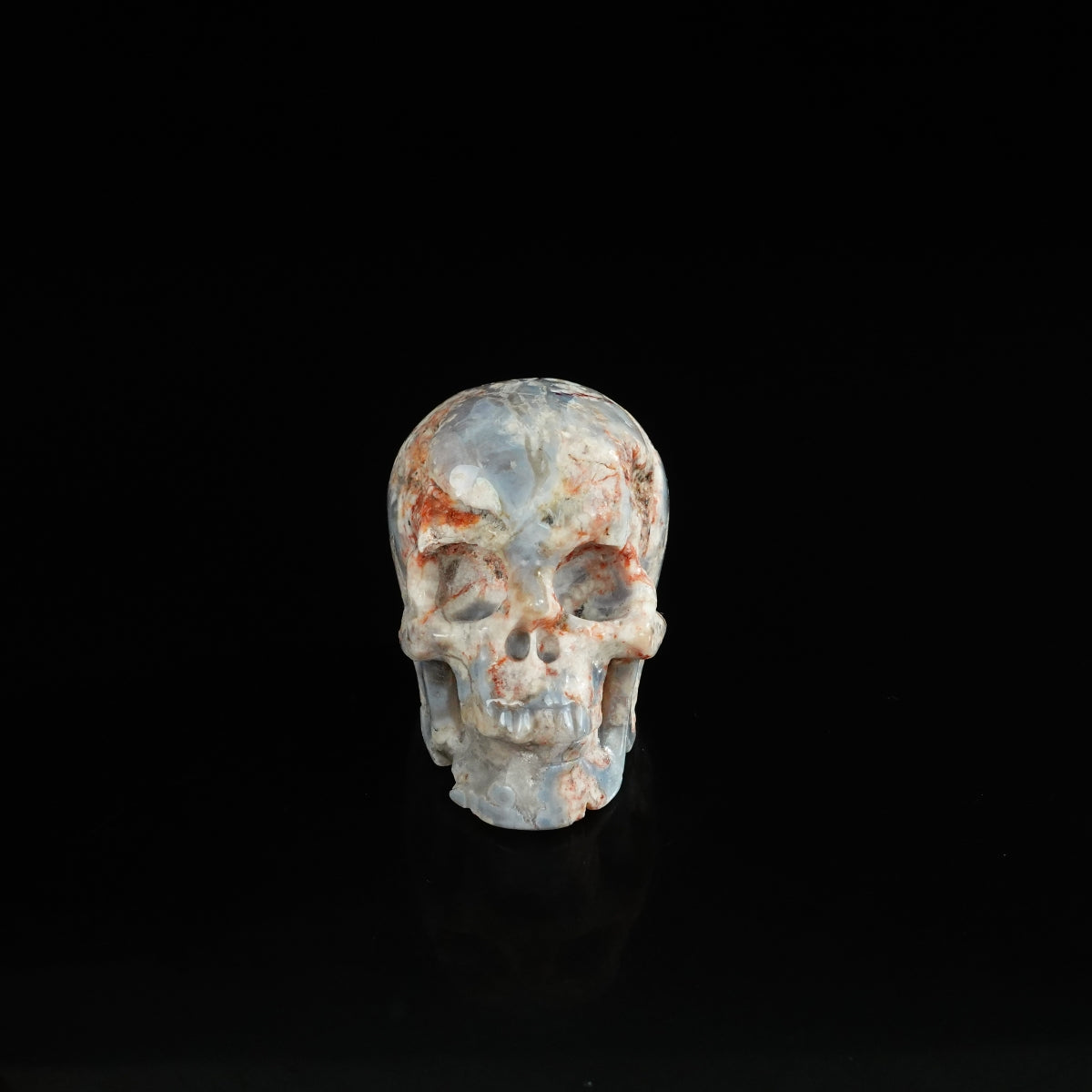 2.2" Blue Flower Agate Crystal Skull Carving - Unique Piece #BF11