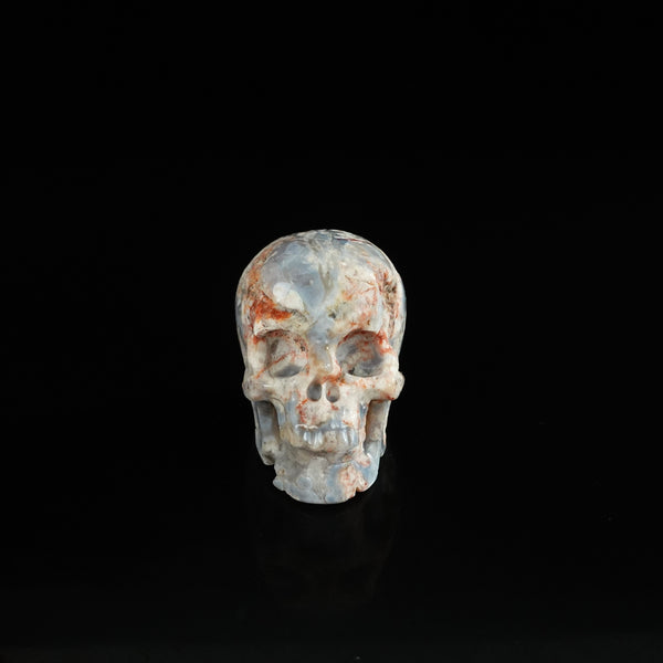 2.2" Blue Flower Agate Crystal Skull Carving - Unique Piece #BF11