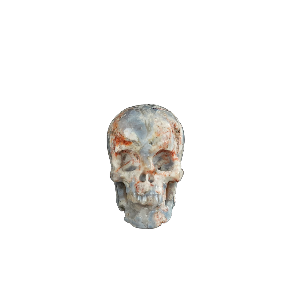 2.2" Blue Flower Agate Crystal Skull Carving - Unique Piece #BF11