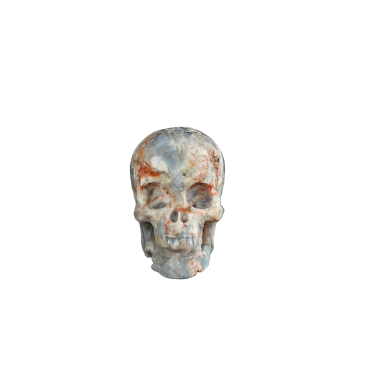 2.2" Blue Flower Agate Crystal Skull Carving - Unique Piece #BF11