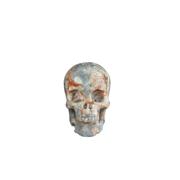 2.2" Blue Flower Agate Crystal Skull Carving - Unique Piece #BF11