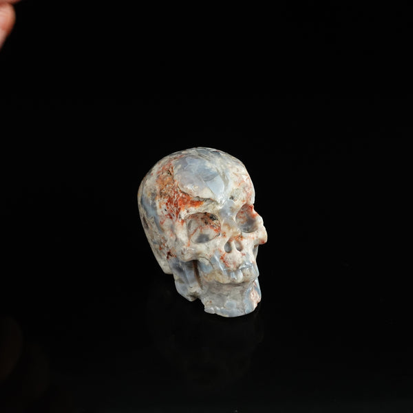 2.2" Blue Flower Agate Crystal Skull Carving - Unique Piece #BF11 - alternate view