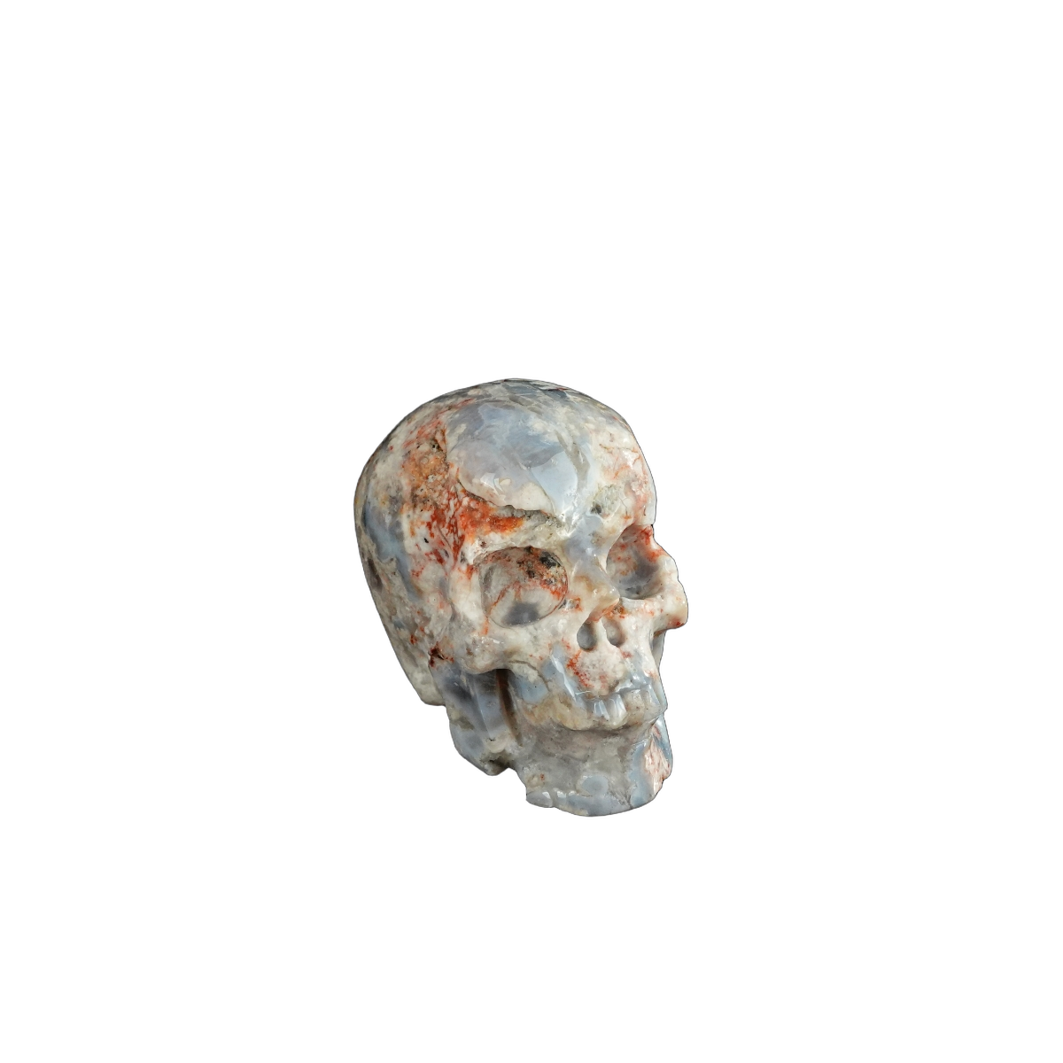 2.2" Blue Flower Agate Crystal Skull Carving - Unique Piece #BF11