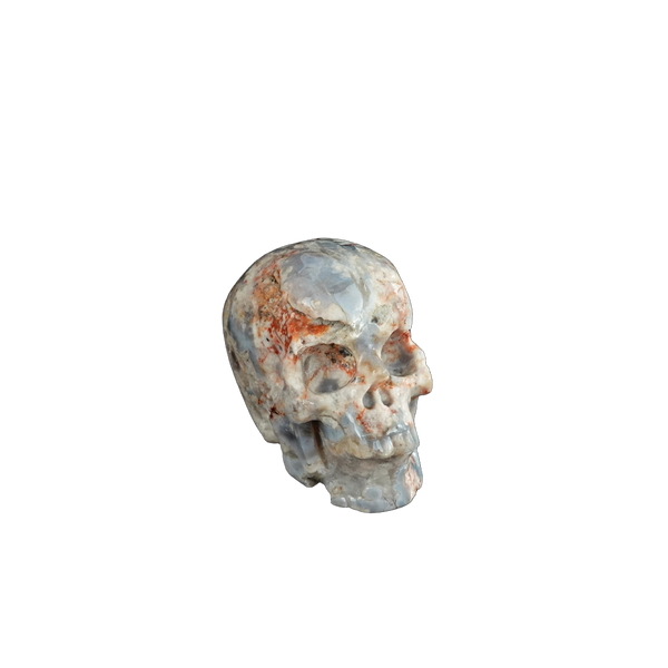 2.2" Blue Flower Agate Crystal Skull Carving - Unique Piece #BF11 - alternate view