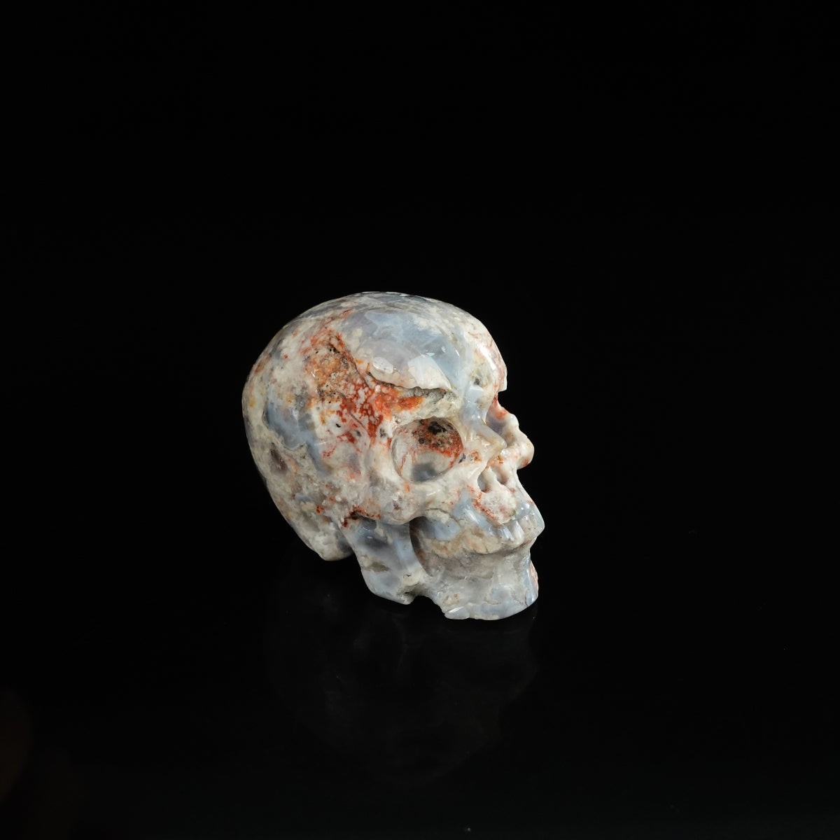 2.2" Blue Flower Agate Crystal Skull Carving - Unique Piece #BF11
