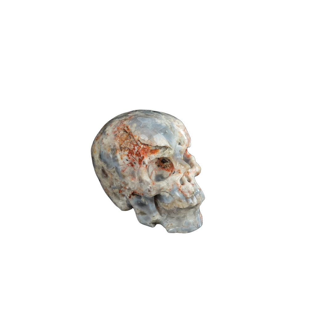 2.2" Blue Flower Agate Crystal Skull Carving - Unique Piece #BF11