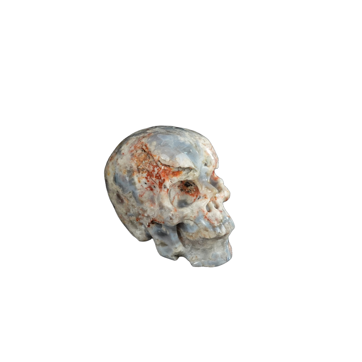 2.2" Blue Flower Agate Crystal Skull Carving - Unique Piece #BF11