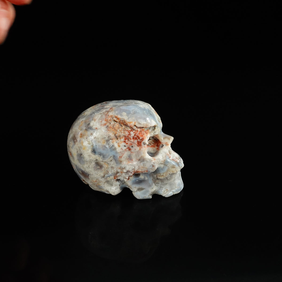 2.2" Blue Flower Agate Crystal Skull Carving - Unique Piece #BF11
