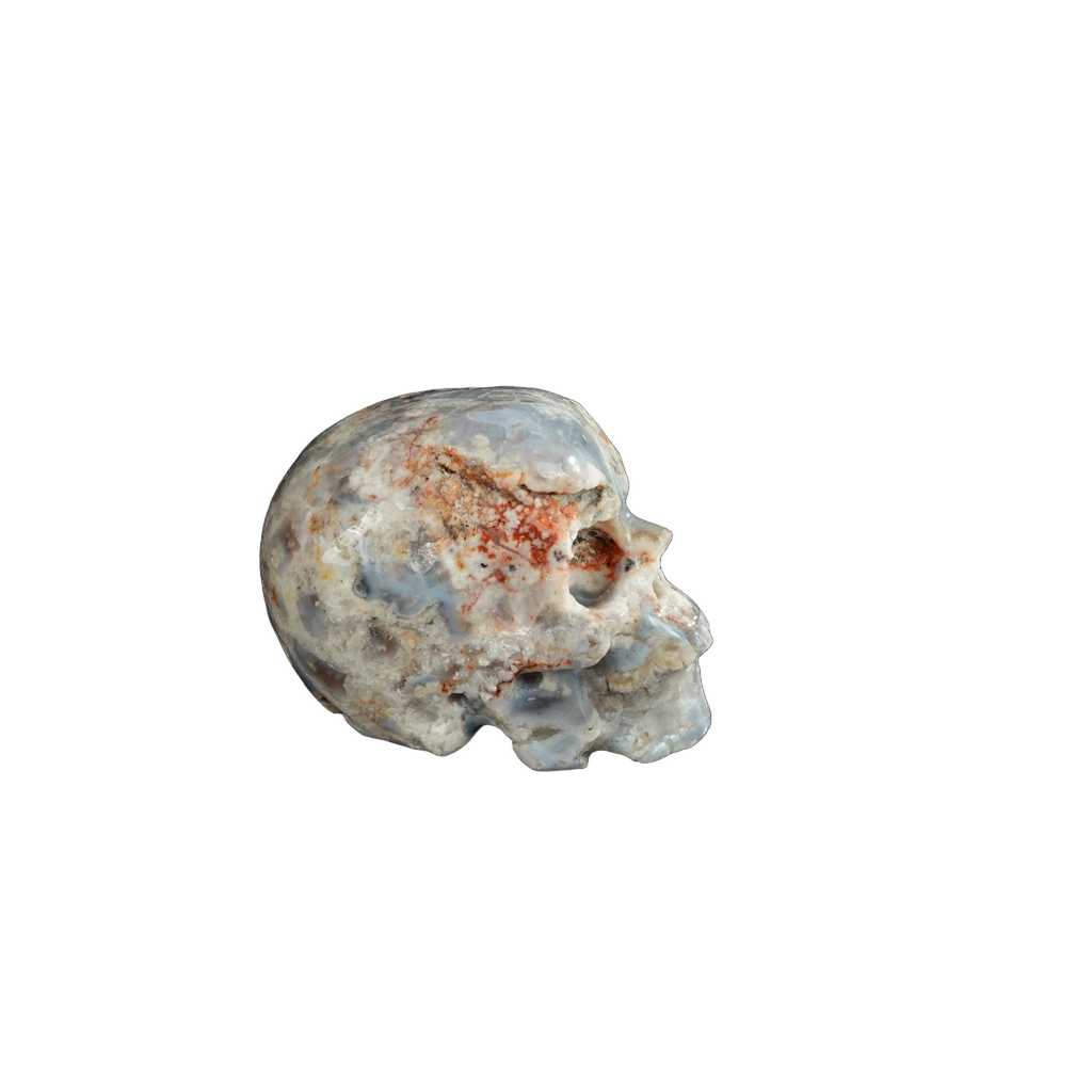 2.2" Blue Flower Agate Crystal Skull Carving - Unique Piece #BF11