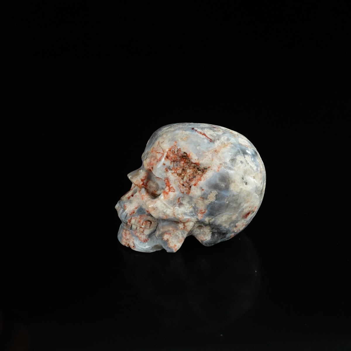 2.2" Blue Flower Agate Crystal Skull Carving - Unique Piece #BF11