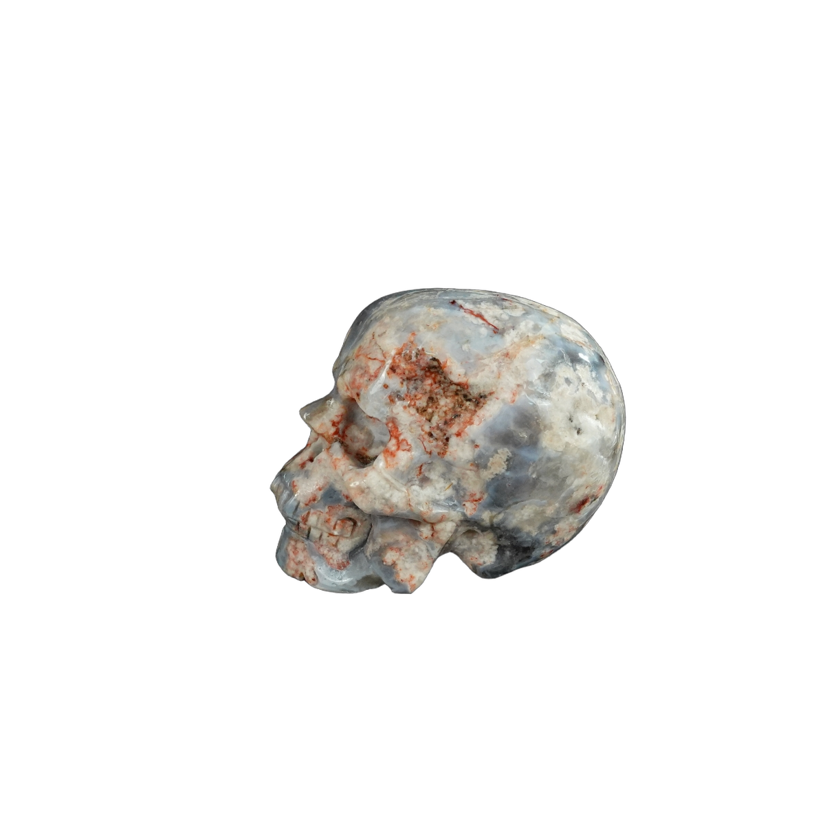 2.2" Blue Flower Agate Crystal Skull Carving - Unique Piece #BF11