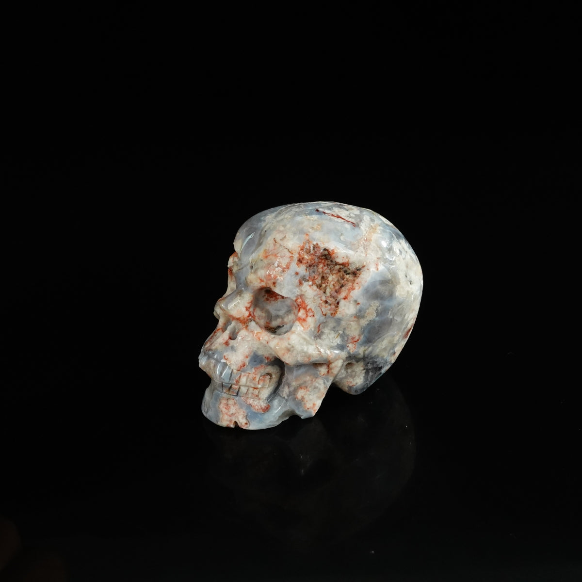 2.2" Blue Flower Agate Crystal Skull Carving - Unique Piece #BF11