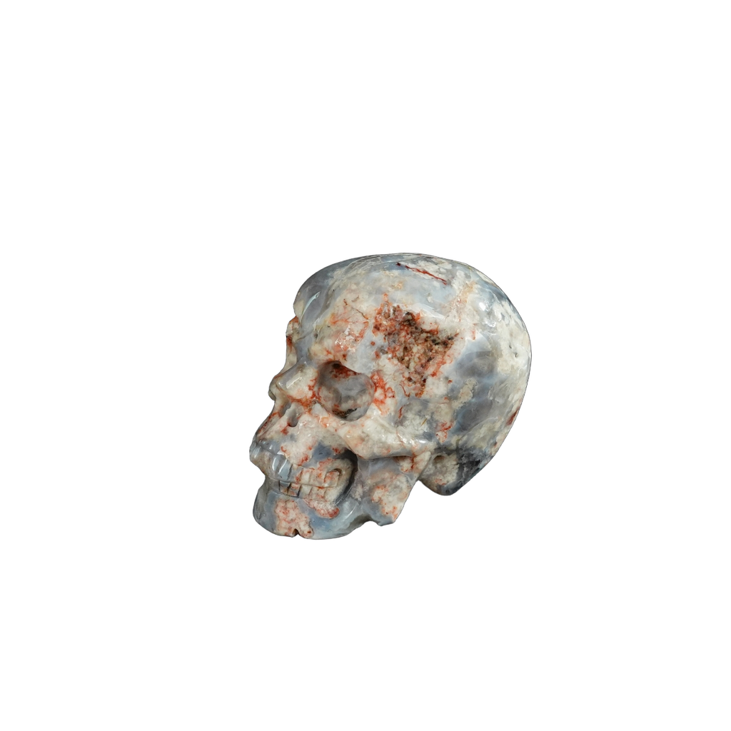 2.2" Blue Flower Agate Crystal Skull Carving - Unique Piece #BF11