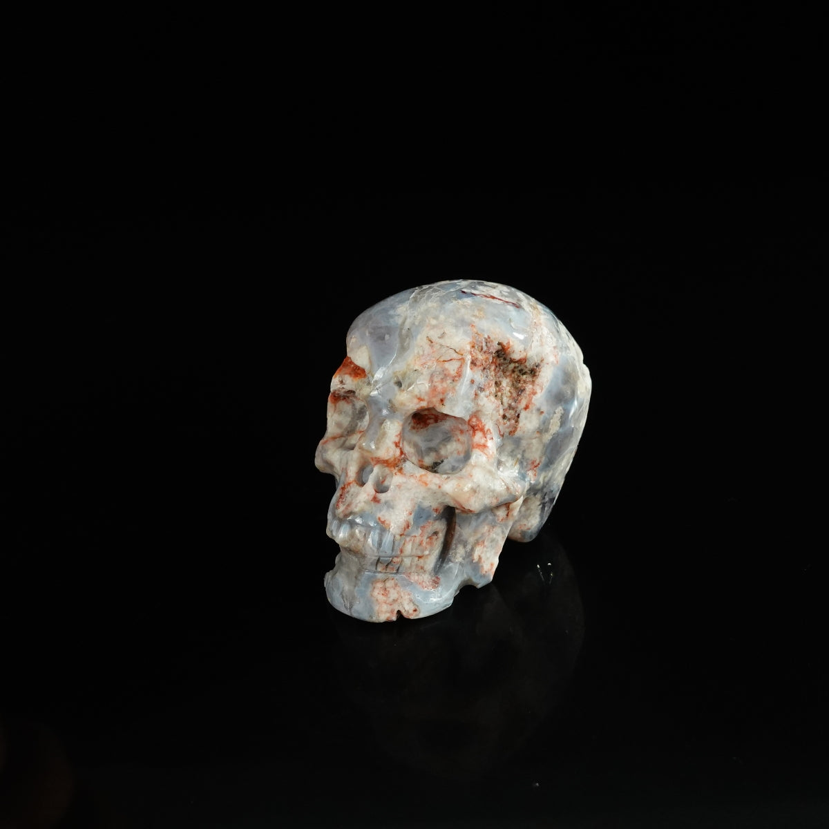 2.2" Blue Flower Agate Crystal Skull Carving - Unique Piece #BF11
