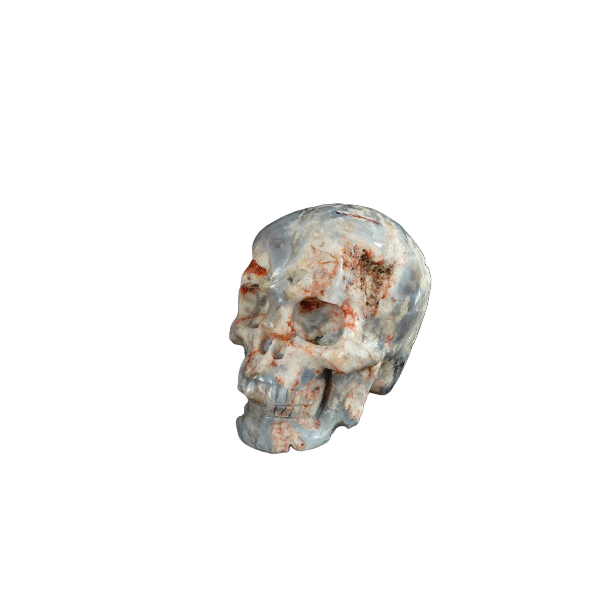 2.2" Blue Flower Agate Crystal Skull Carving - Unique Piece #BF11