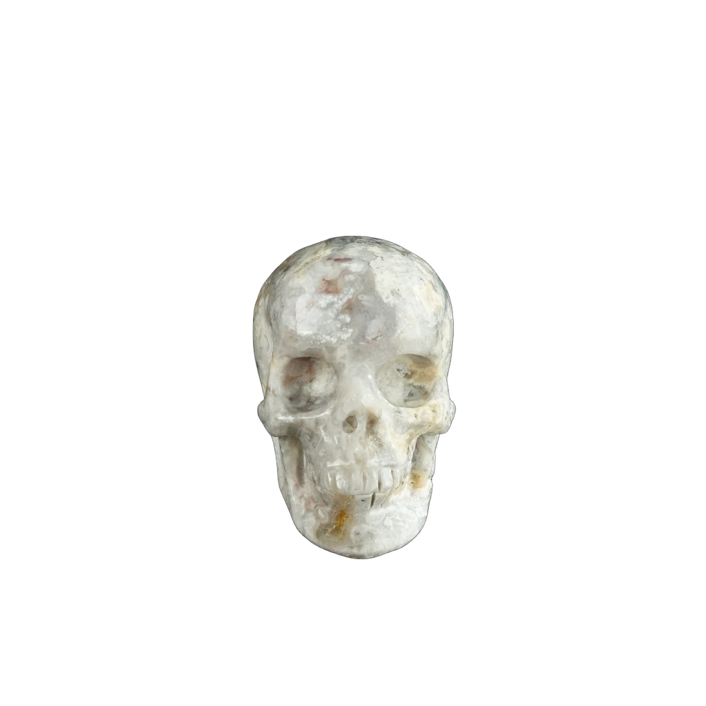 2.2" Blue Flower Agate Crystal Skull Carving - Unique Piece #BF12