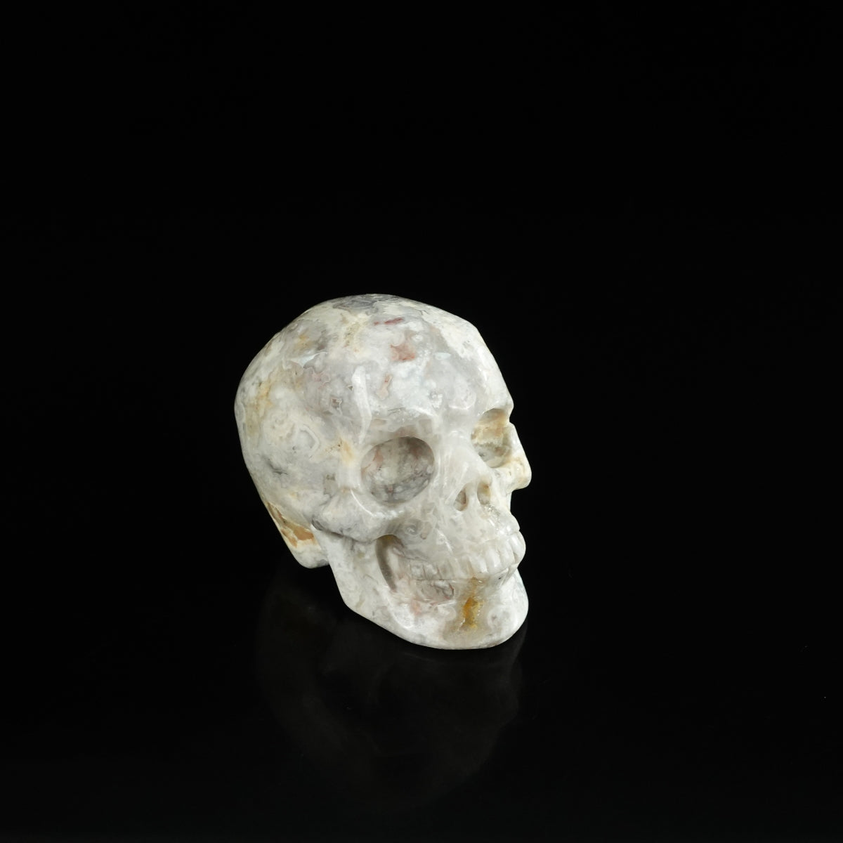 2.2" Blue Flower Agate Crystal Skull Carving - Unique Piece #BF12
