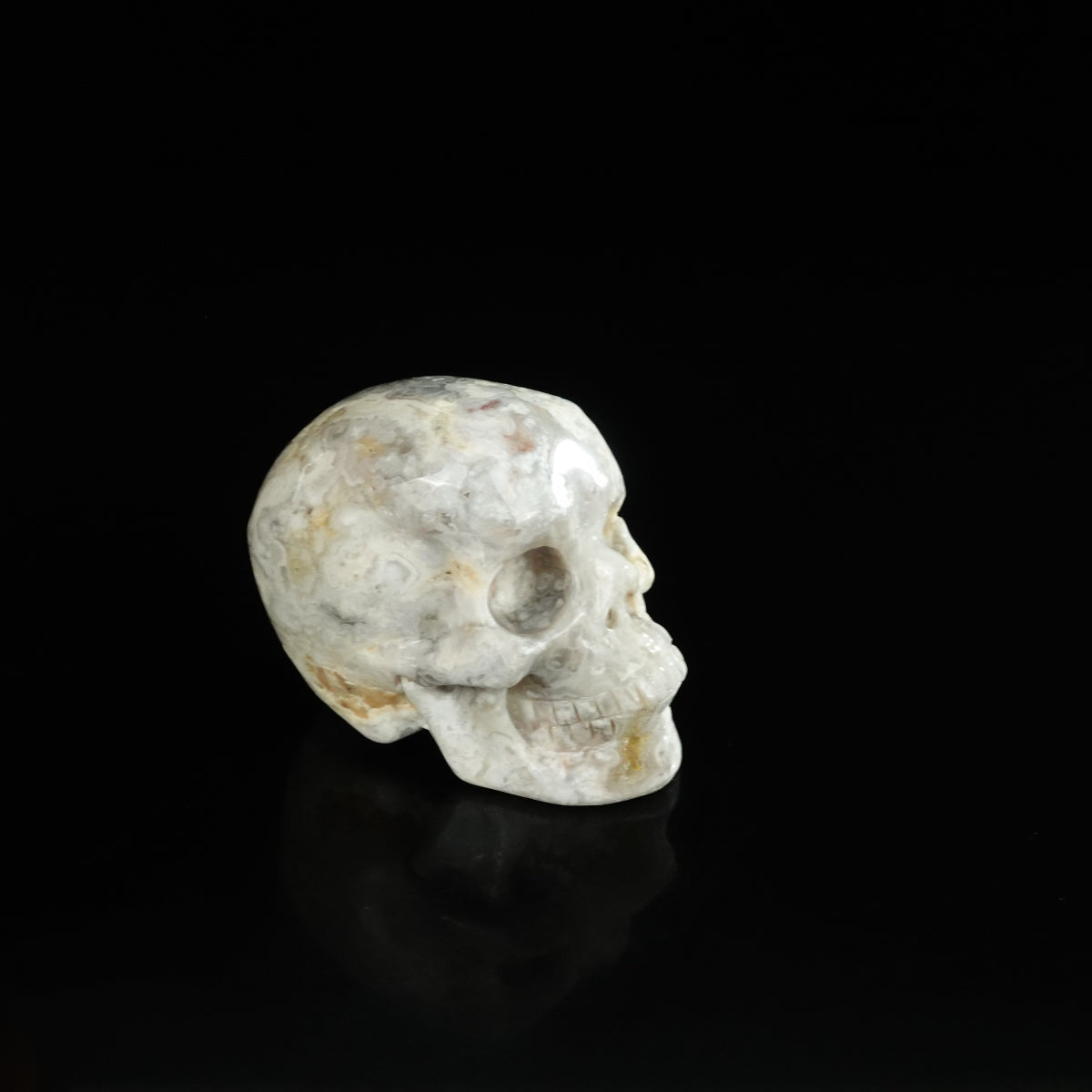 2.2" Blue Flower Agate Crystal Skull Carving - Unique Piece #BF12