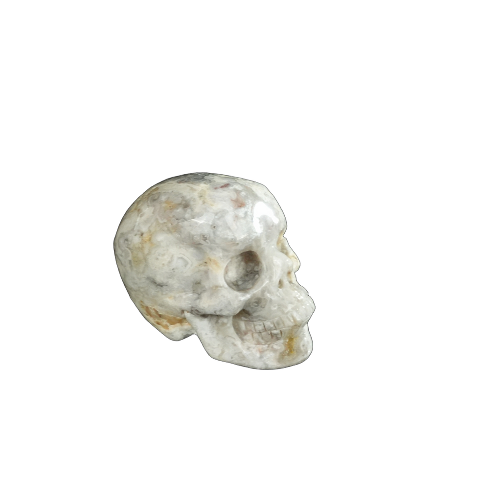 2.2" Blue Flower Agate Crystal Skull Carving - Unique Piece #BF12