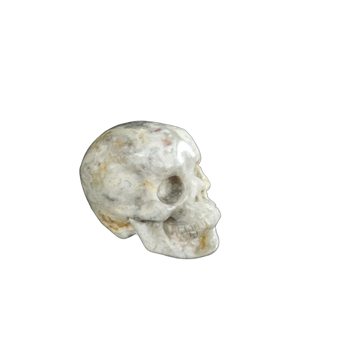 2.2" Blue Flower Agate Crystal Skull Carving - Unique Piece #BF12