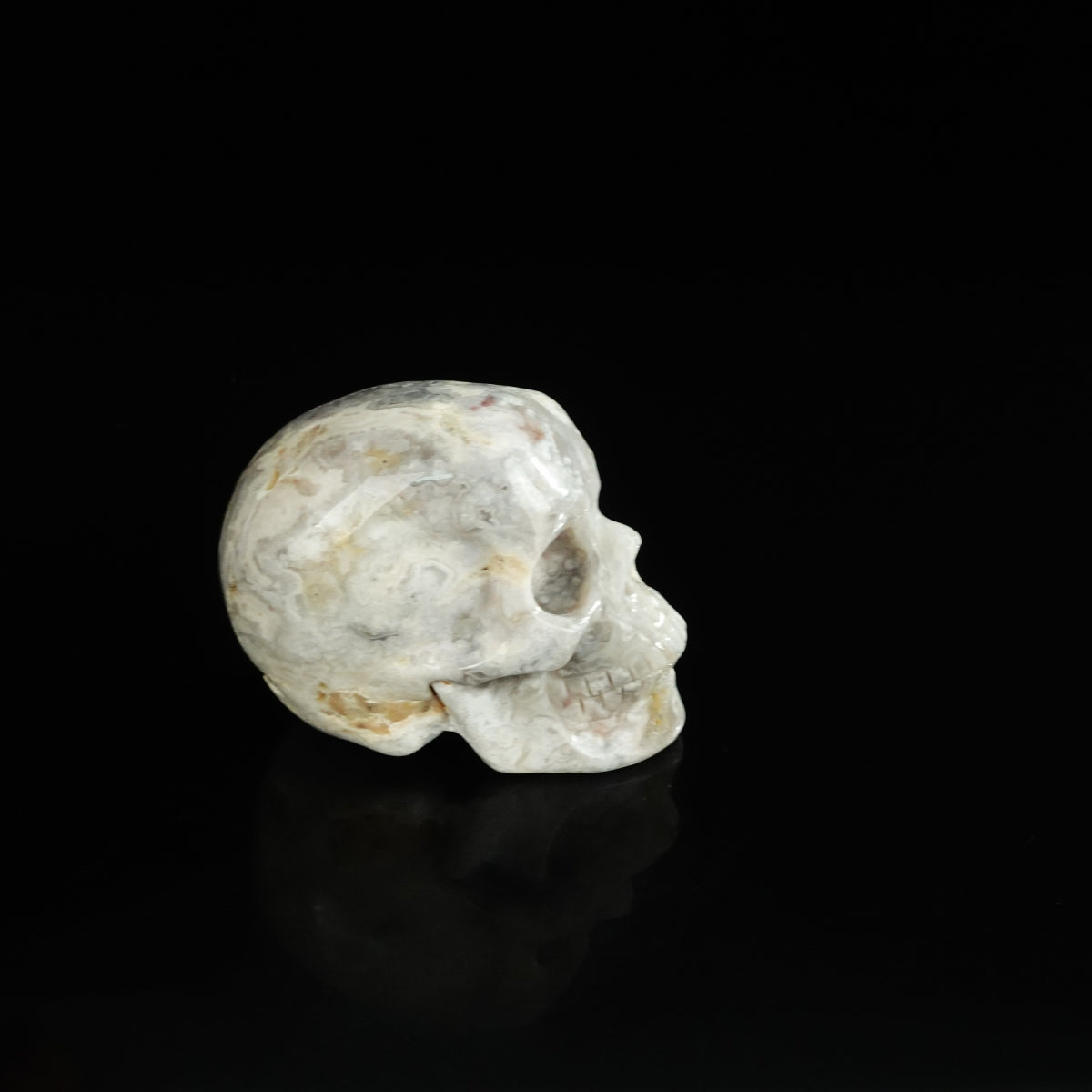 2.2" Blue Flower Agate Crystal Skull Carving - Unique Piece #BF12