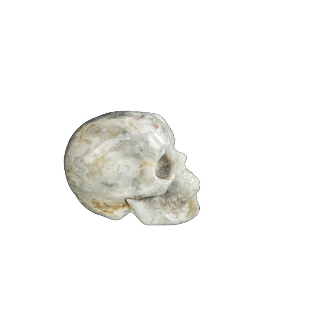 2.2" Blue Flower Agate Crystal Skull Carving - Unique Piece #BF12