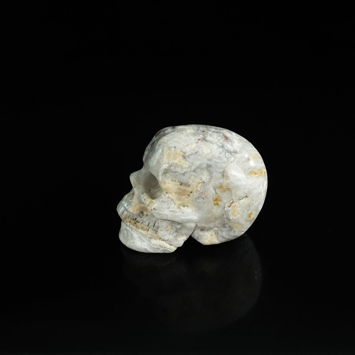 2.2" Blue Flower Agate Crystal Skull Carving - Unique Piece #BF12