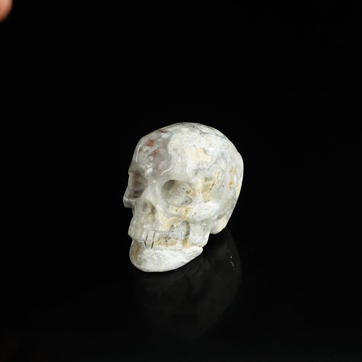 2.2" Blue Flower Agate Crystal Skull Carving - Unique Piece #BF12