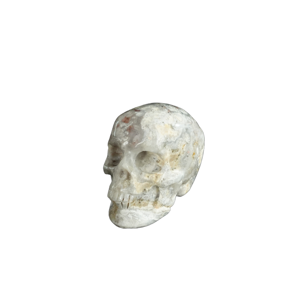 2.2" Blue Flower Agate Crystal Skull Carving - Unique Piece #BF12
