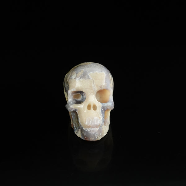 2.2" Blue Flower Agate Crystal Skull Carving - Unique Piece #BF13