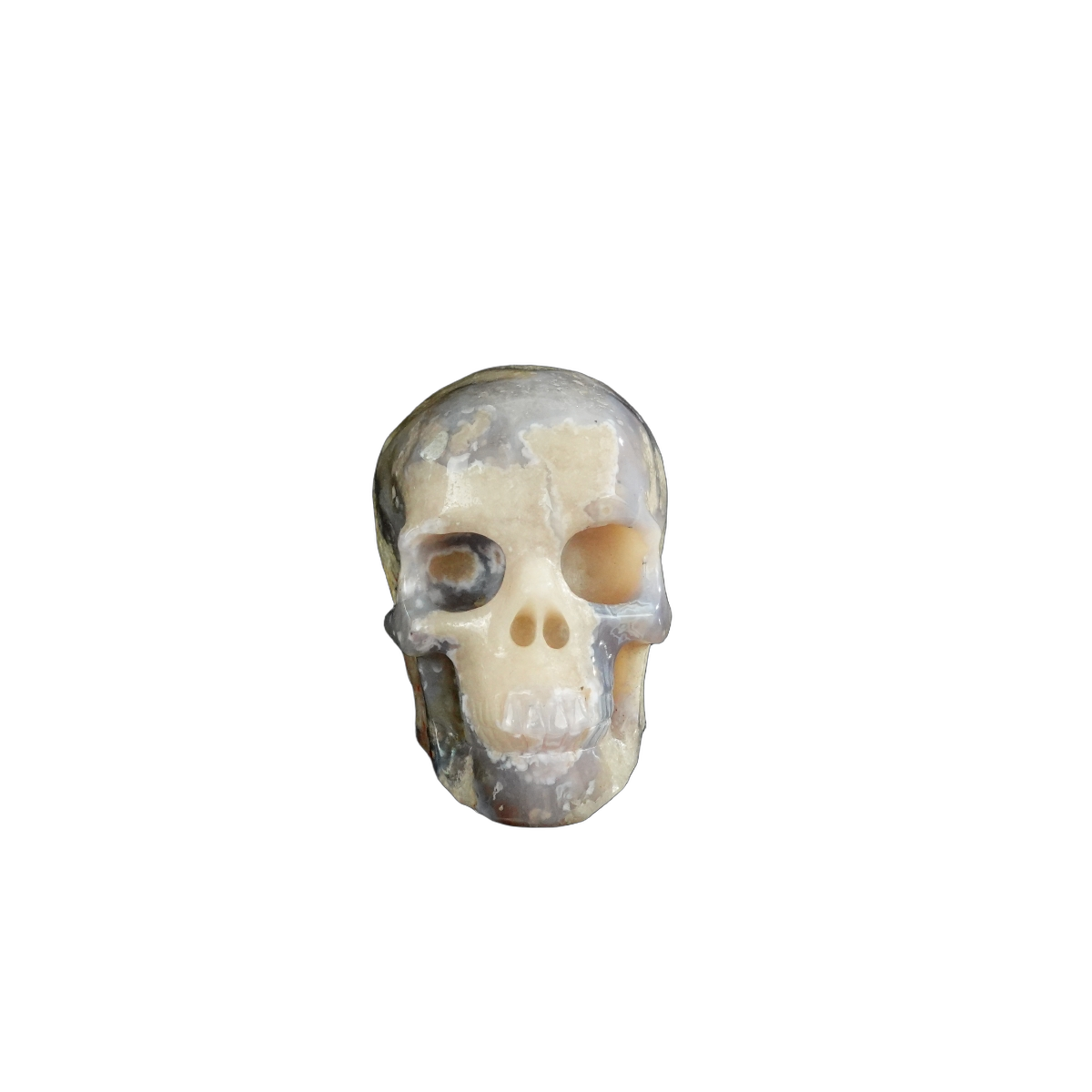 2.2" Blue Flower Agate Crystal Skull Carving - Unique Piece #BF13