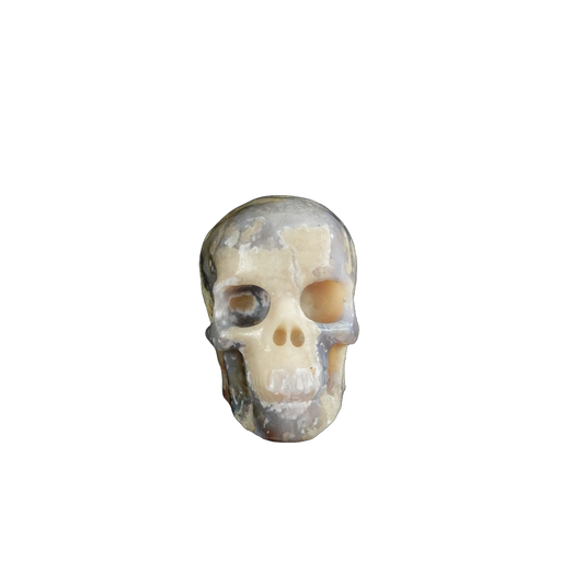 2.2" Blue Flower Agate Crystal Skull Carving - Unique Piece #BF13