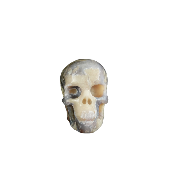 2.2" Blue Flower Agate Crystal Skull Carving - Unique Piece #BF13