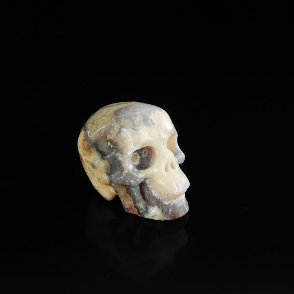 2.2" Blue Flower Agate Crystal Skull Carving - Unique Piece #BF13 - alternate view