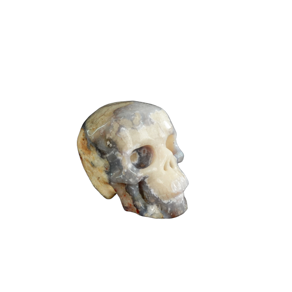 2.2" Blue Flower Agate Crystal Skull Carving - Unique Piece #BF13