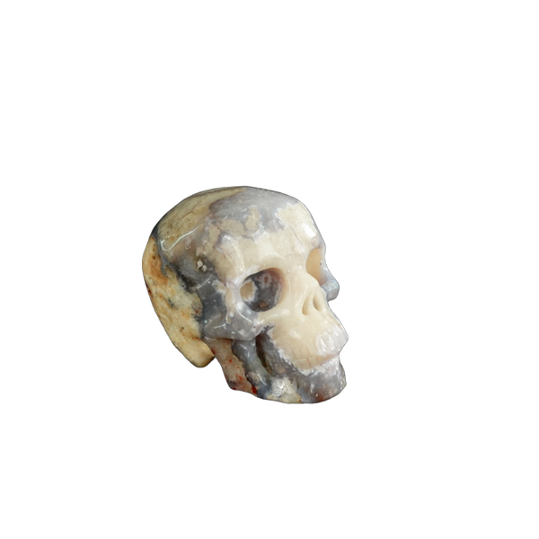 2.2" Blue Flower Agate Crystal Skull Carving - Unique Piece #BF13 - alternate view