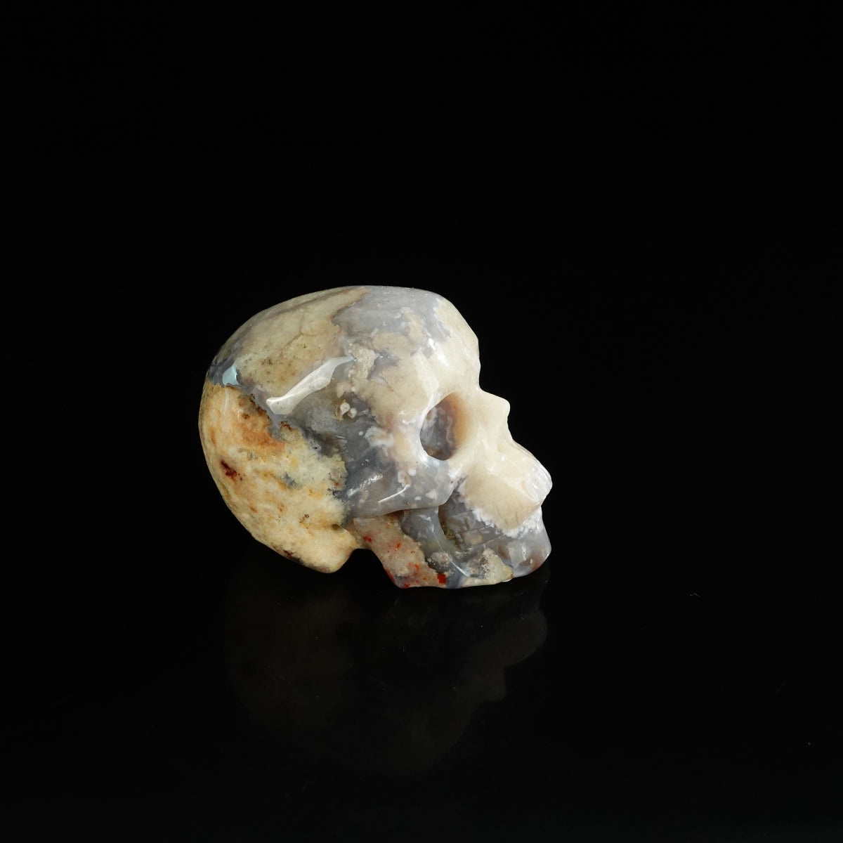 2.2" Blue Flower Agate Crystal Skull Carving - Unique Piece #BF13