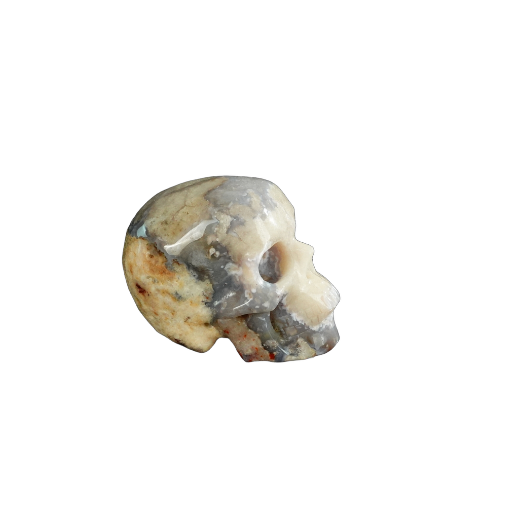 2.2" Blue Flower Agate Crystal Skull Carving - Unique Piece #BF13