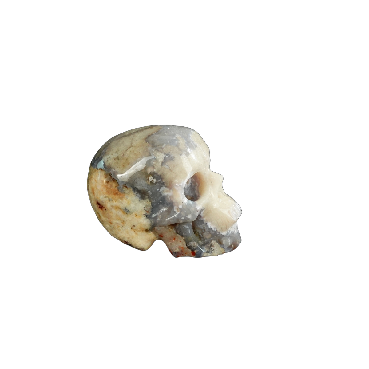 2.2" Blue Flower Agate Crystal Skull Carving - Unique Piece #BF13