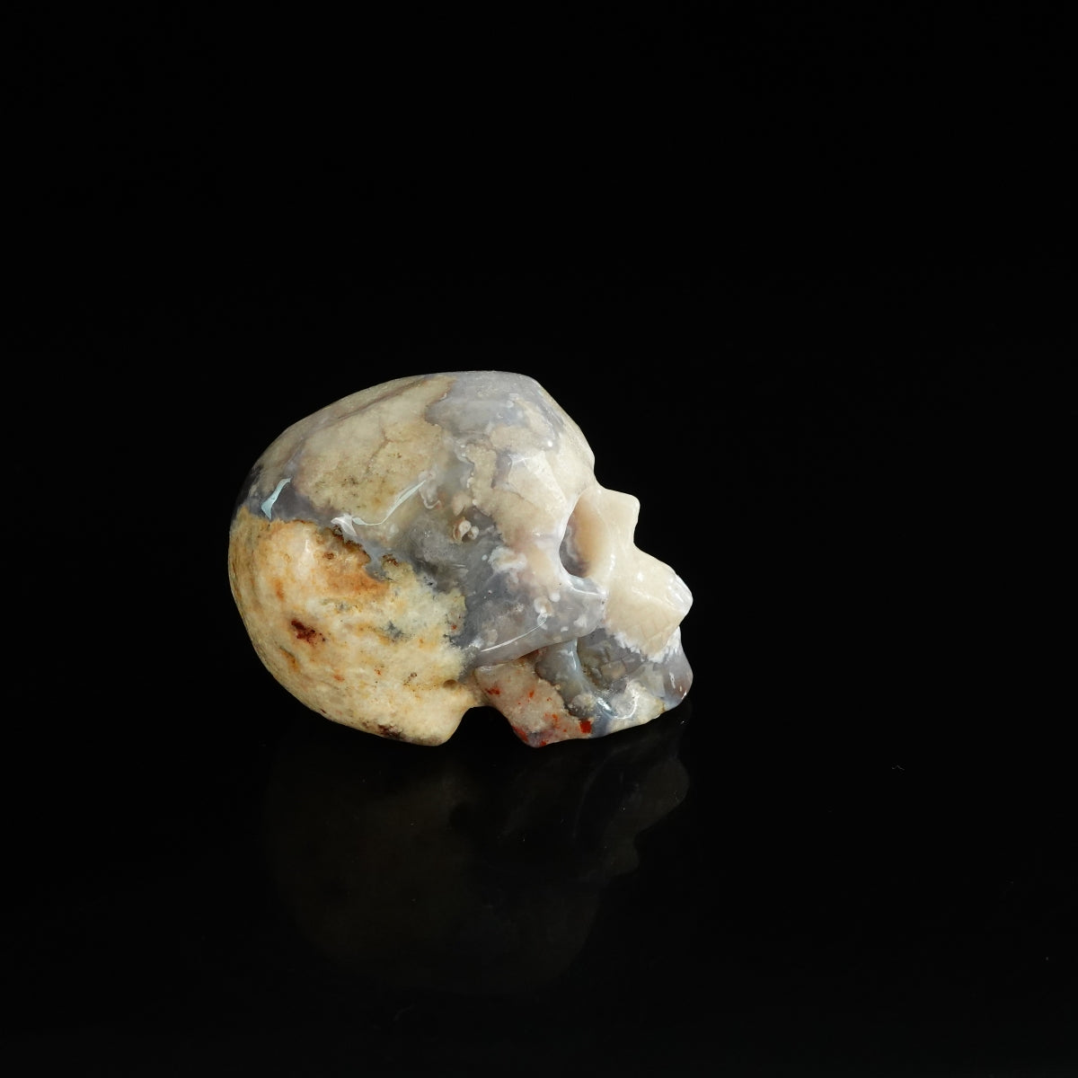 2.2" Blue Flower Agate Crystal Skull Carving - Unique Piece #BF13