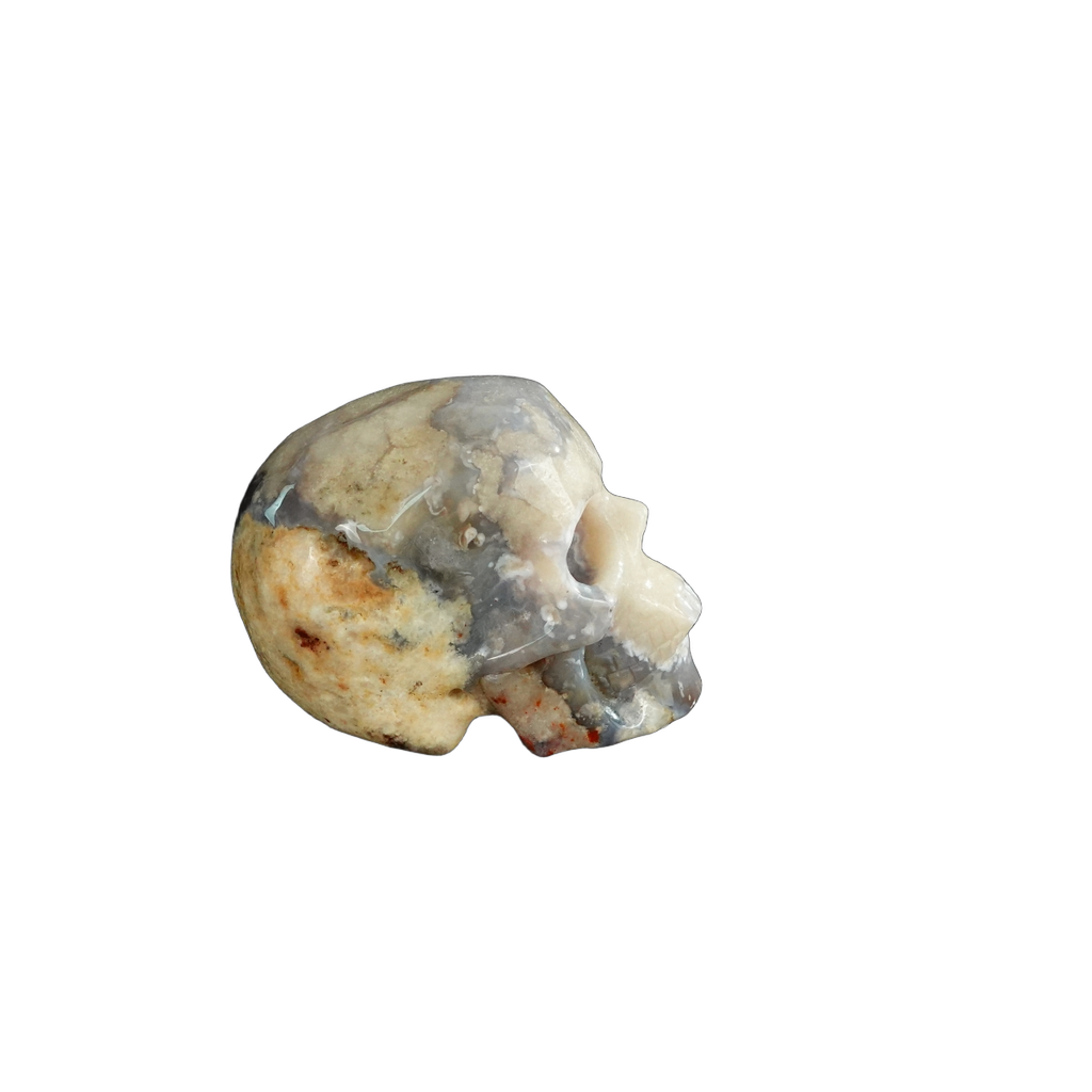 2.2" Blue Flower Agate Crystal Skull Carving - Unique Piece #BF13